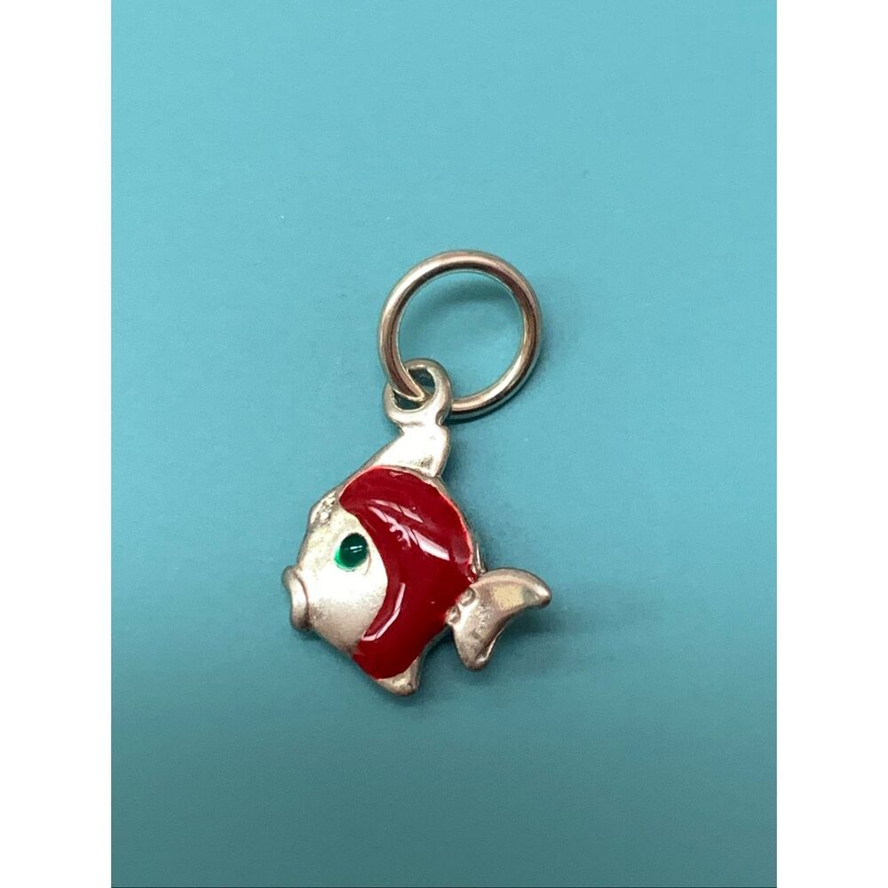 Vintage Red Fish Sterling Silver Jewelry Charm #tropical fish